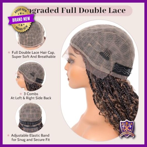 30 Inch Glueless Double Full Lace Human Hair Blended Braided Wig main image 4